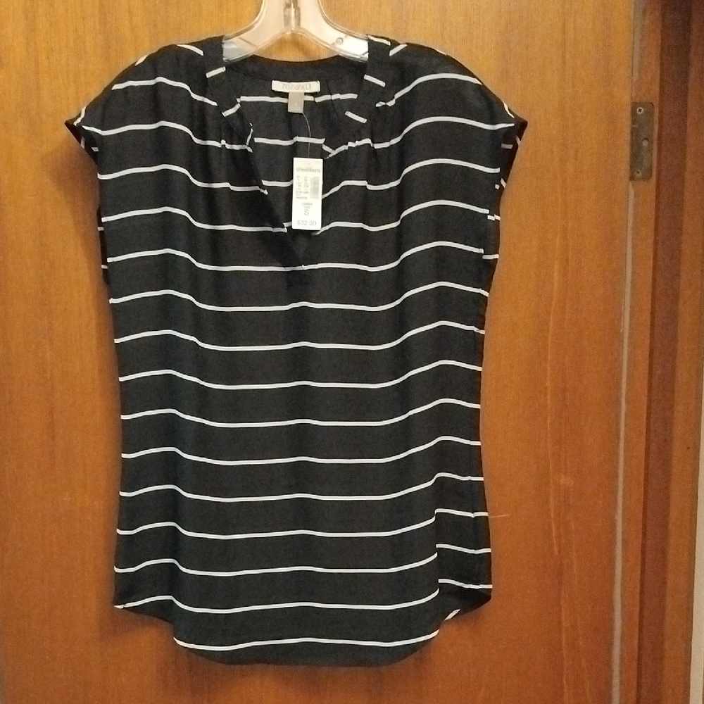 Dressbarn Black and White Striped Top NWT